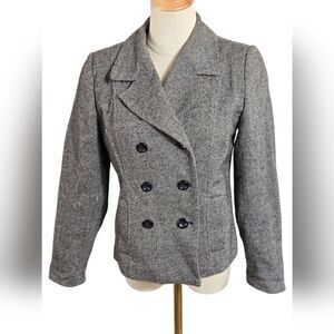 Apostrophe Petite Croped Tweed Double Breasted Blazer